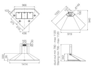 MÁY HÚT MÙI ÁP TƯỜNG ELICA ACUTA IX/F/100 - SP lap treo tuong acuta technical 1