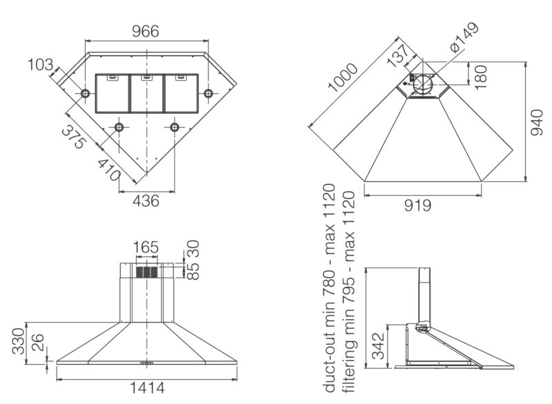 MÁY HÚT MÙI ÁP TƯỜNG ELICA ACUTA IX/F/100