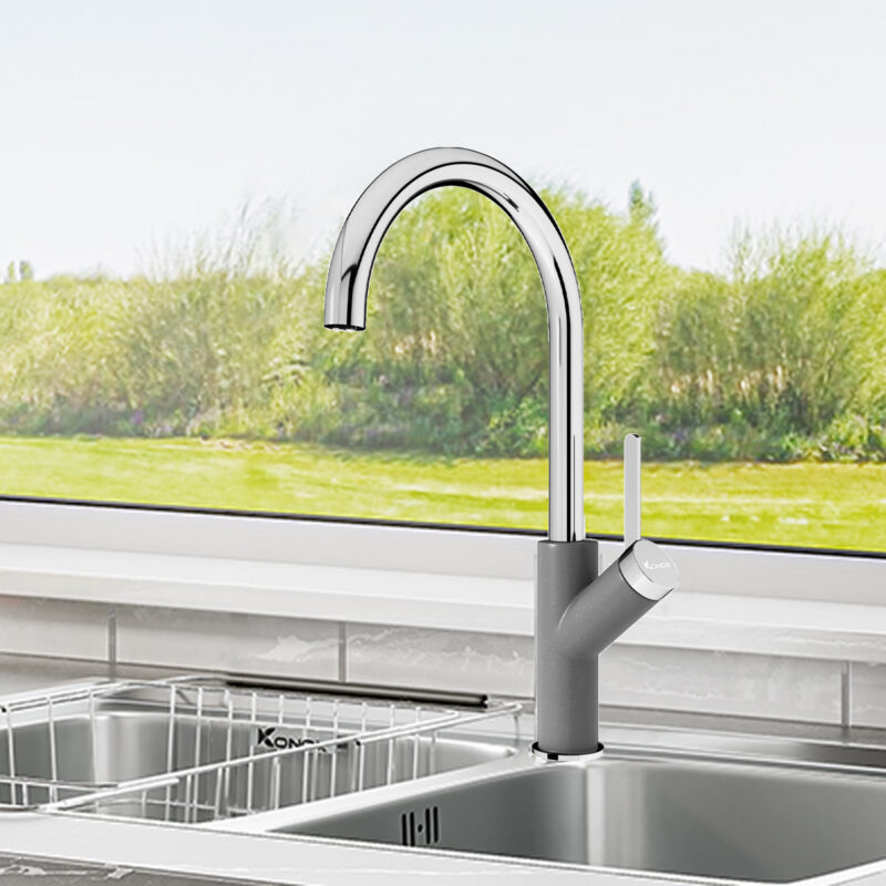 VÒI RỬA BÁT KONOX MODO GREY - Voi nuoc nong lanh Konox Modo Grey 2