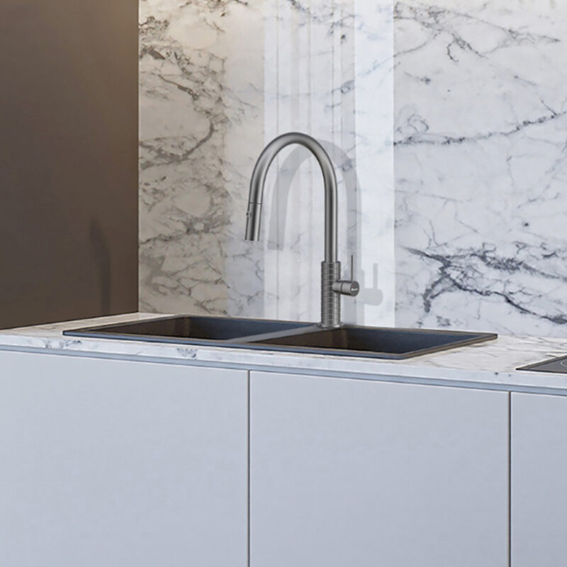 VÒI RỬA BÁT DÂY RÚT KONOX VENICE GUN METAL - Voi nuoc nong lanh Konox Venice Gun Metal 1 1