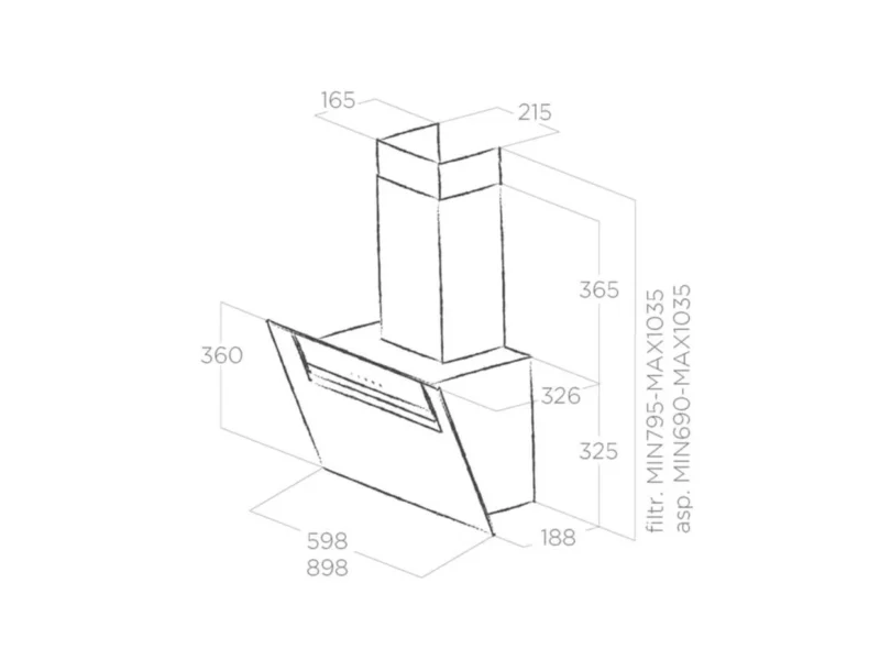 MÁY HÚT MÙI ÁP TƯỜNG ELICA SHY-S BL/A/90