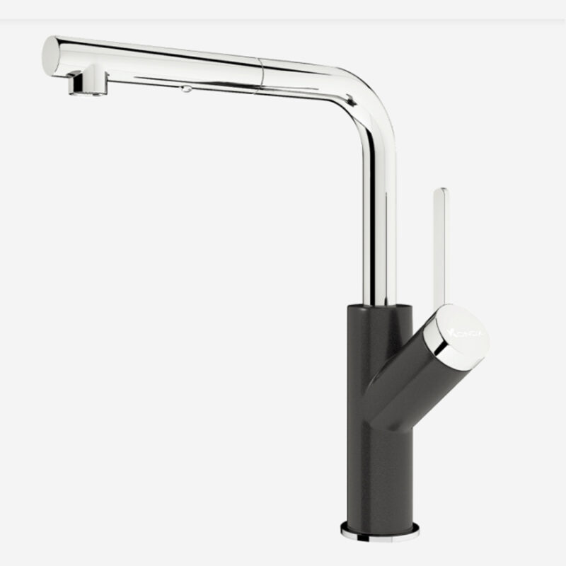 VÒI RỬA BÁT DÂY RÚT KONOX ARTAN BLACK - anh voi rua bat konox Artan Black