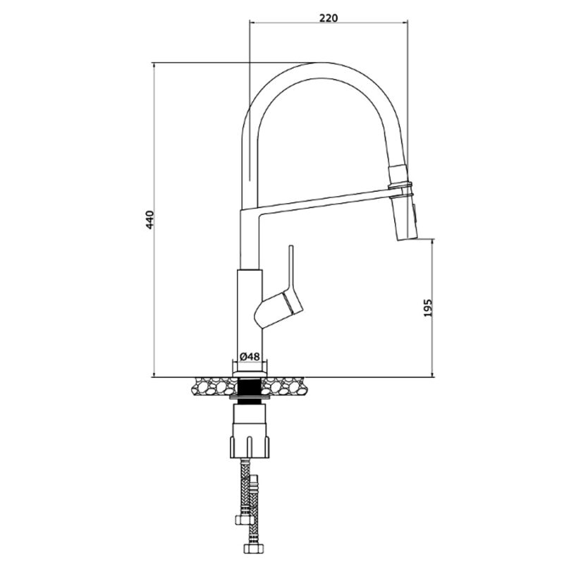VÒI RỬA BÁT THÂN MỀM KONOX TEMA NICKEL - ban ve voi rua bat than mem Tema 1