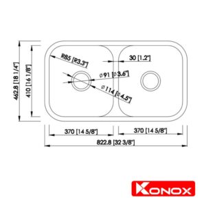 CHẬU RỬA BÁT KONOX UNDERMOUNT SINK KN8246DUA - chau rua chen konox KN8246DUA 2