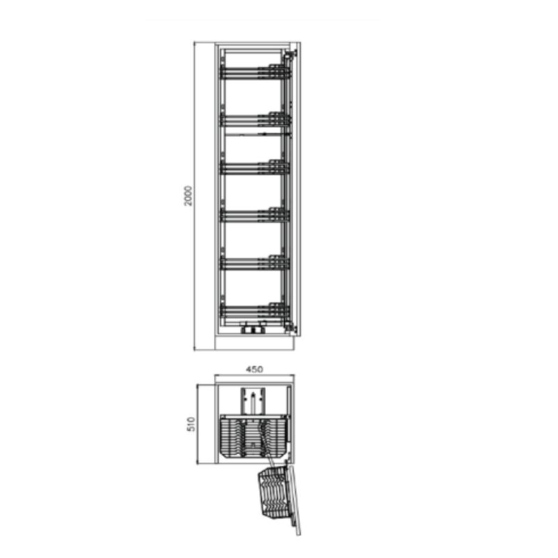 KÍCH THƯỚC TỦ ĐỒ KHÔ NAN DẸP SUS304 CÁNH MỞ GRANDX XPR.450S