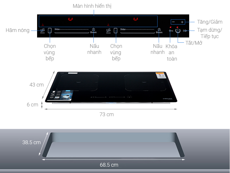 BẾP TỪ ĐÔI KOCHER DI-881GE - doi kocher di 881ge note