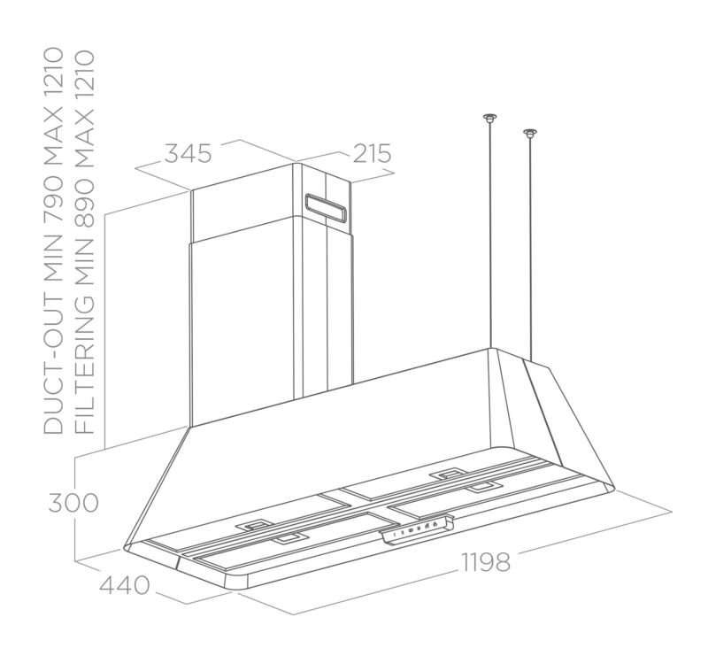 MÁY HÚT MÙI ĐẢO BẾP ELICA IKONA MAXXI PURE BL MAT/F/120 - ikona maxxi pure 120x44 1