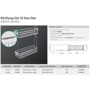 KỆ ĐỰNG GIA VỊ NAN DẸP GRANDX XS.15S 15CM - ke dung gia vi grandx xs 15s 4 300x300 1