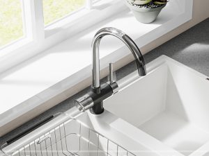 VÒI RỬA BÁT BA ĐƯỜNG NƯỚC KONOX TRIM-WATER BLACK - lap dat thuc te voi rua bat ba duong nuoc konox ro trim water black 300x225 1