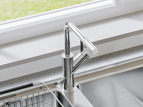 VÒI RỬA BÁT DÂY RÚT KONOX ARTAN CHROME - lap dat voi rua bat rut day konox artan chrome