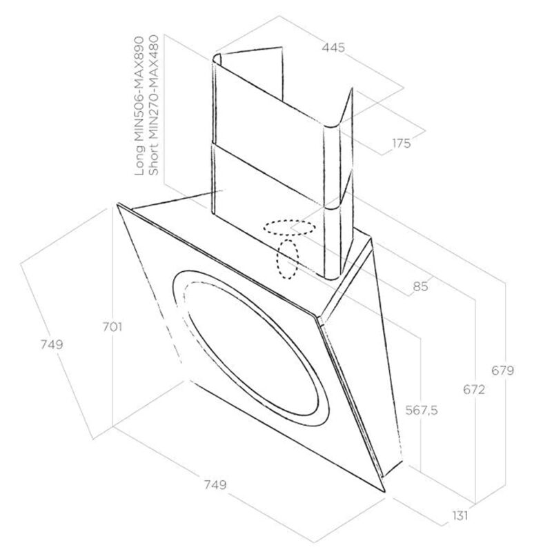 MÁY HÚT MÙI ÁP TƯỜNG ELICA OM AIR BL/F/75