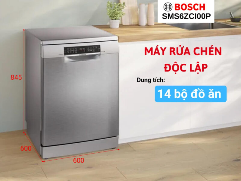 KÍCH THƯỚC MÁY RỬA CHÉN ĐỘC LẬP BOSCH SERI 6 SMS6ZCI00P