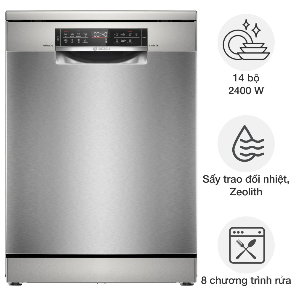 Khám phá những tính năng tuyệt vời của MÁY RỬA BÁT ĐỘC LẬP BOSCH SERIE 6 SMS6ZCI16E hiện đại