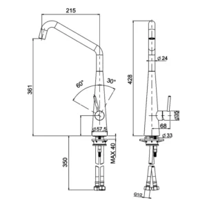 VÒI RỬA ELICA PLADOS TELMA NEWMIX30 NANOSTONE N6 DEEP BLACK - newmix30 dt