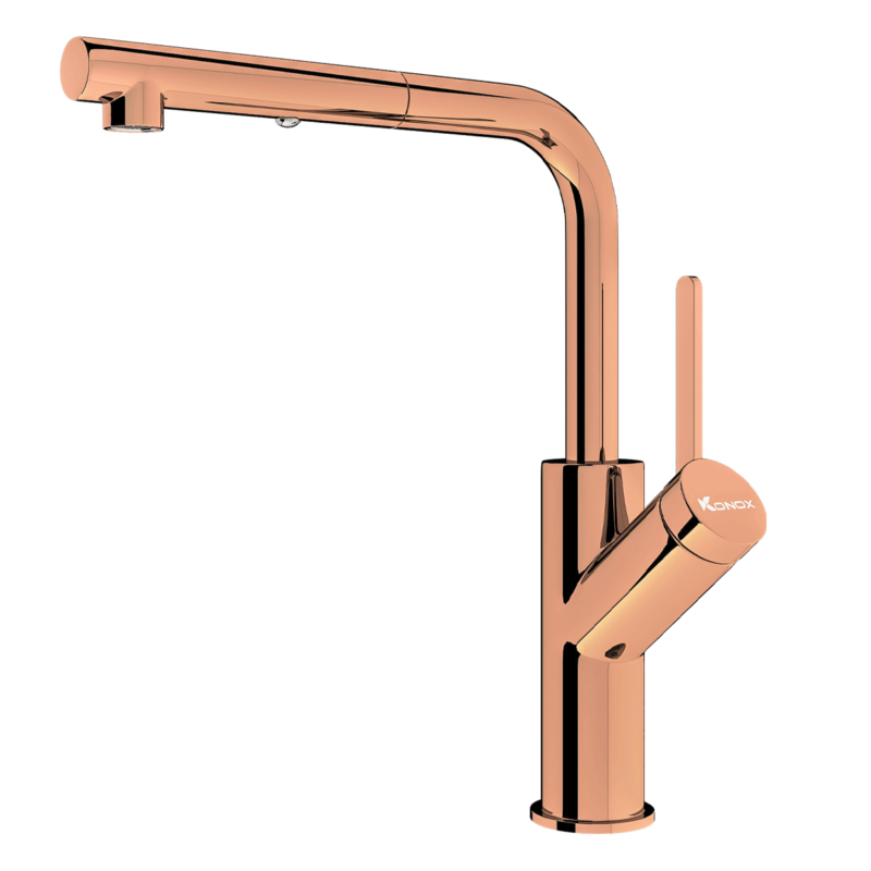 VÒI RỬA BÁT DÂY RÚT KONOX ARTAN ROSE GOLD