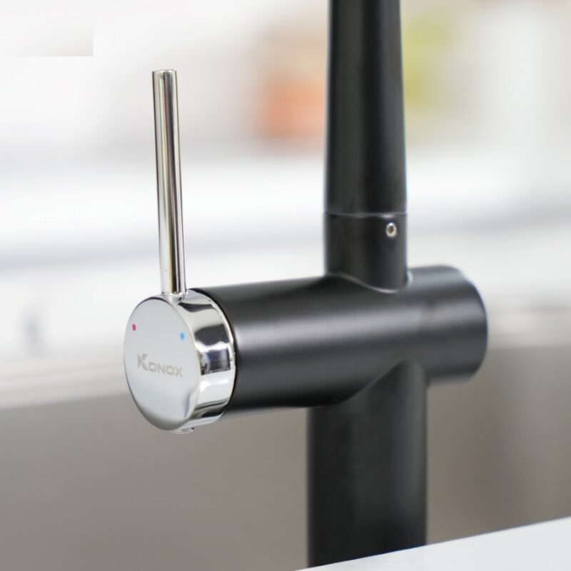 VÒI RỬA BÁT DÂY RÚT KONOX VOLTA BLACK - voi rua bat day rut Konox Volta Black 2