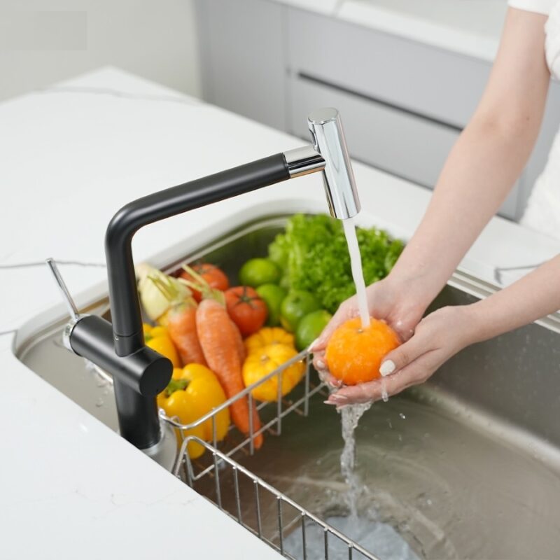 VÒI RỬA BÁT DÂY RÚT KONOX VOLTA BLACK - voi rua bat day rut Konox Volta Black 6