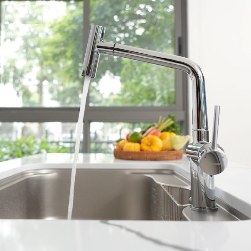 VÒI RỬA BÁT DÂY RÚT KONOX VOLTA CHROME - voi rua bat day rut Konox Volta chrome 4