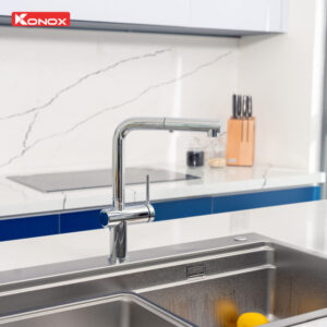 VÒI RỬA BÁT DÂY RÚT KONOX STREAM CHROME - voi rua bat day rut nong lanh Konox Stream Chrome 10 scaled 2