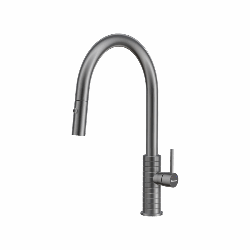 VÒI RỬA BÁT DÂY RÚT KONOX VENICE GUN METAL - voi rua bat day rut venice gun metal