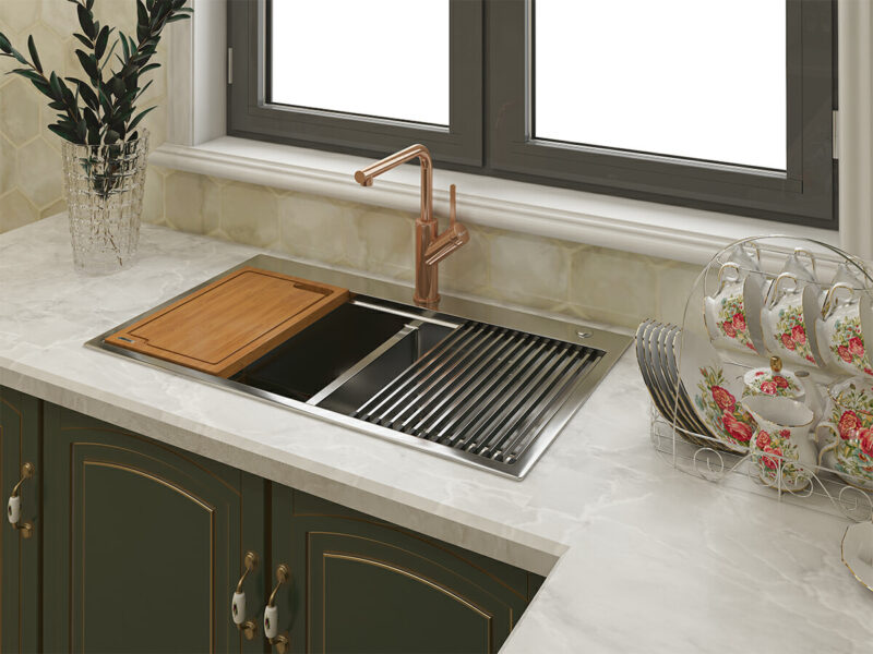 VÒI RỬA BÁT DÂY RÚT KONOX ARTAN ROSE GOLD - voi rua bat konox ArtanRoe Gold