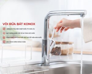 VÒI RỬA BÁT DÂY RÚT KONOX KN1337 - voi rua bat konox banner mobile