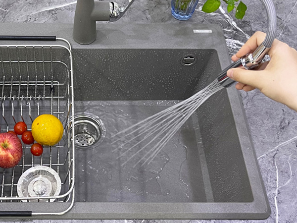 VÒI RỬA BÁT DÂY RÚT KONOX CURVA GREY - voi rua bat rut day konox curva grey keo dai rua moi ngoc nghach