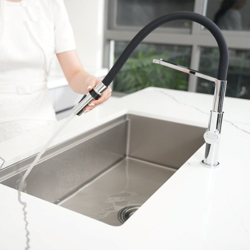 VÒI RỬA BÁT THÂN MỀM KONOX TEMA NICKEL - voi rua bat than mem nong lanh Konox Tema Chrome 3