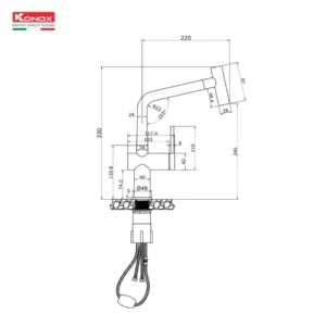 VÒI RỬA BÁT DÂY RÚT KONOX VOLTA BLACK - z6543440918731 55846910c7a65fd2d81ba2d10a8ec0a3