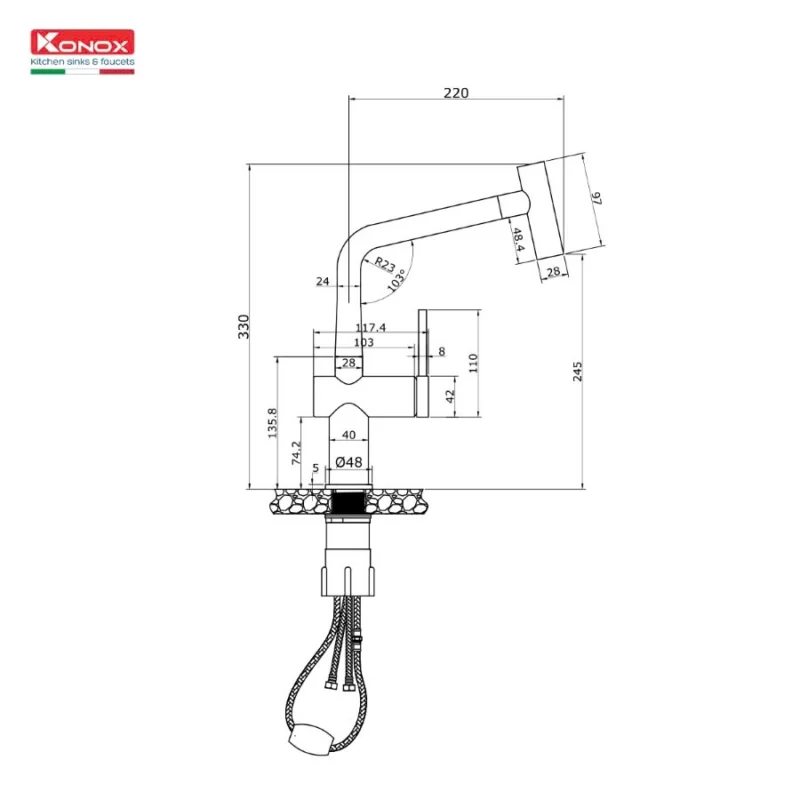 VÒI RỬA BÁT DÂY RÚT KONOX VOLTA BLACK - z6543440918731 55846910c7a65fd2d81ba2d10a8ec0a3
