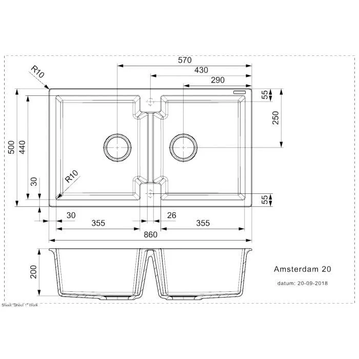 CHẬU RỬA BÁT ĐÁ 2 HỘC REGINOX AMSTERDAM 20 XÁM HMH.R31018 - 3