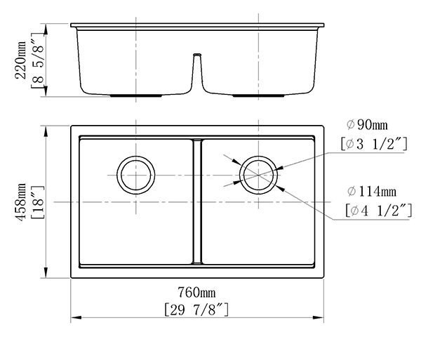 CHẬU RỬA CHÉN ĐÁ NHÂN TẠO 2 HỘC CREAVE G-U7646G