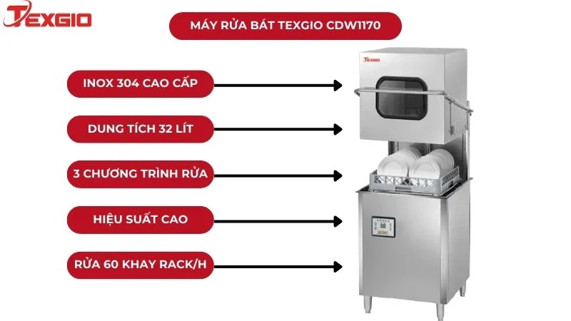 MÁY RỬA BÁT TEXGIO CDW1170 380V/50HZ