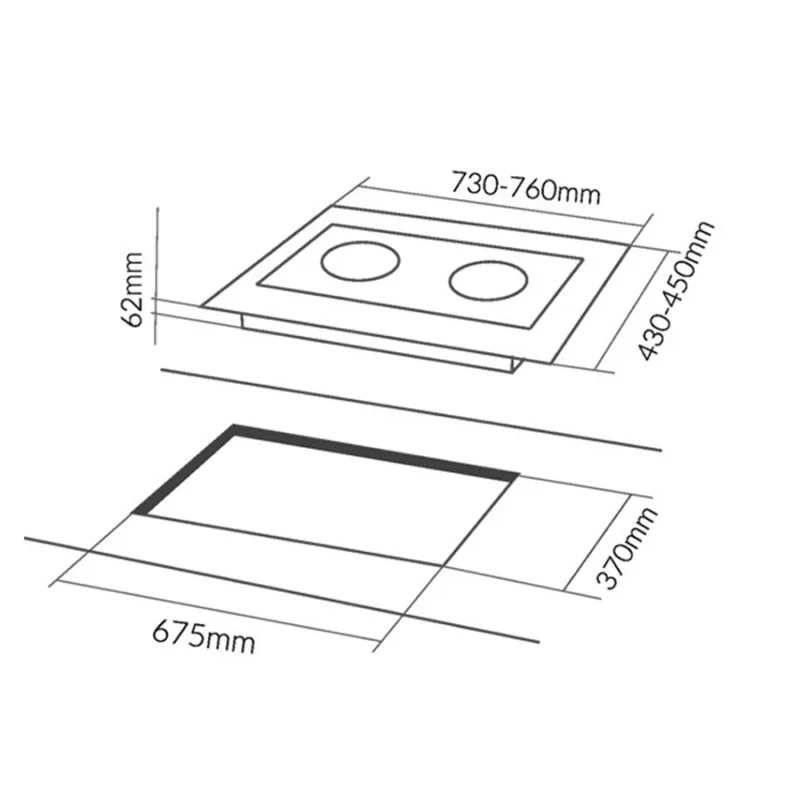 KÍCH THƯỚC BẾP TỪ 2 LÒ EUROSUN EU-T896G