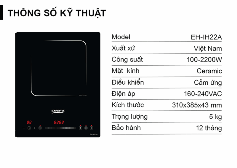 BẾP TỪ ĐƠN CHEFS EH-IH22A - 32 1