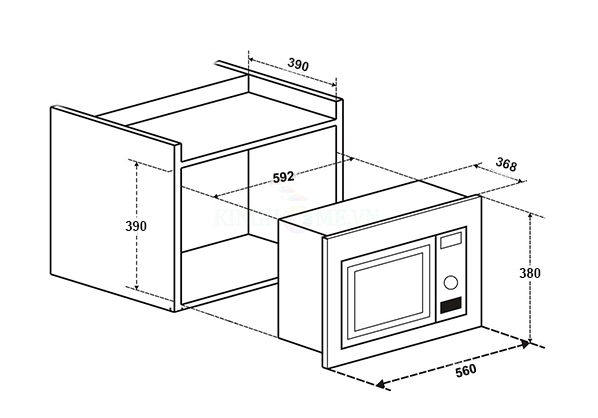 KÍCH THƯỚC LÒ VI SÓNG KẾT HỢP NƯỚNG CHEFS EH-MW801S
