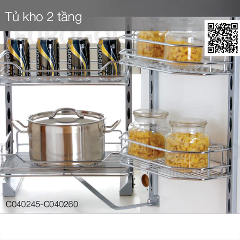 HỆ GIÁ KHO HỘP 2 TẦNG CÁNH MỞ EUROGOLD EKB15245