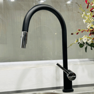 VÒI RỬA BÁT DÂY RÚT MÀU ĐEN EUROGOLD EUF515DR - EUF515DR